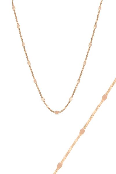 Söğütlü Silver Gümüş Rose Pullu Gurmet Kolye Bileklik Seti Sgtl11056rose
