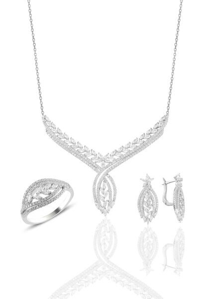 Söğütlü Silver Gümüş Rodyumlu Pırlanta Modeli Beyaz Altın Görünümlü Kolye Küp...