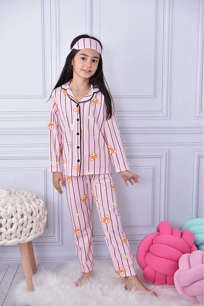 LİLLYPİCCA Girl's Cotton Pajama Set - Buttoned and Eye Patch Mounted