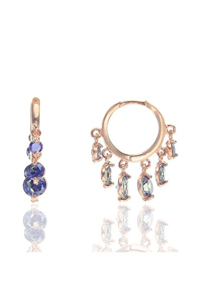 Söğütlü Silver Kadın Gümüş Mavi Mistik Topaz Taşlı Küçük Shakira Küpe SGTL8500