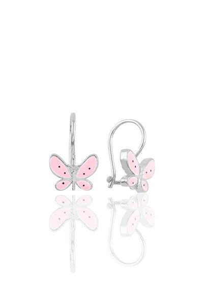 Söğütlü Silver Gümüş Mineli Çengelli Gümüş Kelebek Çocuk Küpesi Sgtl10712rodaj