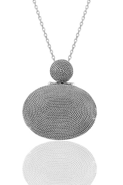 Söğütlü Silver Gümüş Salyangoz Modeli Oval Telkari Kolye Sgtl11348kolye