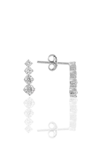 Söğütlü Silver Gümüş Rodyumlu Pırlanta Modeli Zirkon Taşlı Çivili Işıltı Küpe...