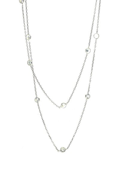 Söğütlü Silver Kadın Gümüş Rodyumlu Sıra Taşlı Kolye SGTL8539