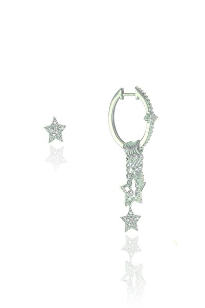 Söğütlü Silver Gümüş Yıldız Modeli Rodajlı Şans Küpe Sgtl9015r