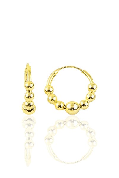 Söğütlü Silver Gümüş Altın Rengi 17 Mm Top Top Halka Küpe Sgtl10192gold