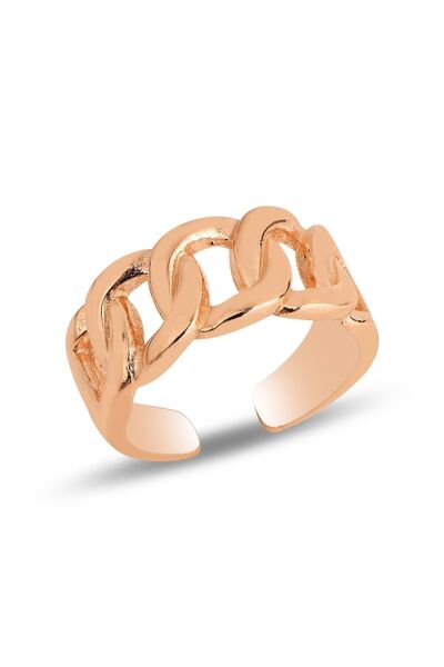 Söğütlü Silver Gümüş Rose Ayarlamalı Kalın Zincir Yüzük Sgtl11819rose