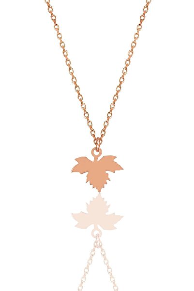 Söğütlü Silver Gümüş Rose Çınar Yaprağı Kolye Sgtl12000rose