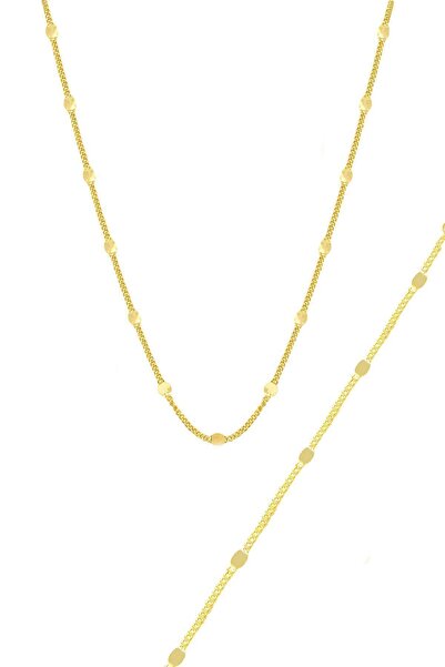 Söğütlü Silver Gümüş Altın Yaldızlı Pullu Gurmet Kolye Bileklik Seti Sgtl11056gold