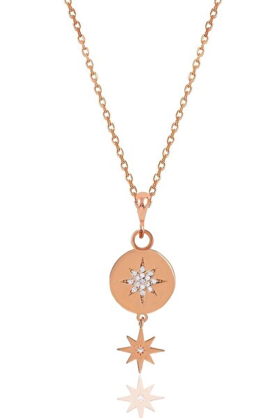 Söğütlü Silver Gümüş Rose Zirkon Taşlı Kuzey Yıldızı Kolye Sgtl12017rose