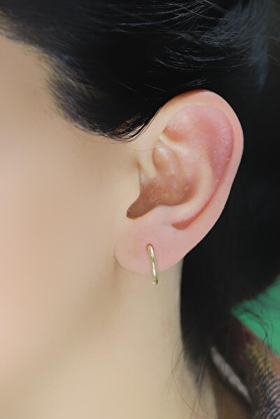 Söğütlü Silver Gümüş Altın Yaldızlı 14 Mm Halka Küpe Sgtl10561gold