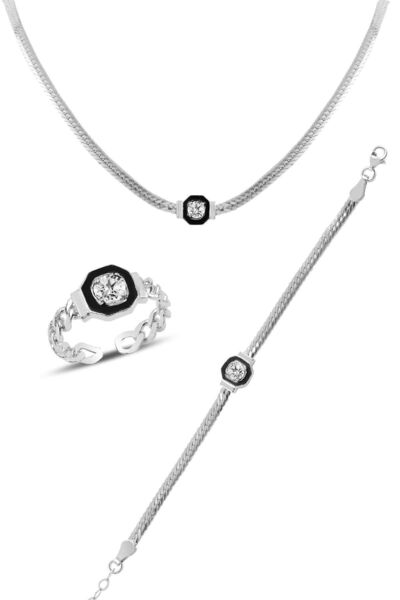 Söğütlü Silver Gümüş Rodyumlu Çağla Şikel Serenay Kolye Bileklik Ve Yüzük Güm...