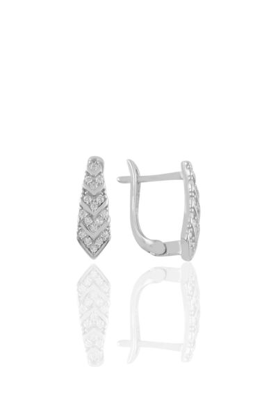 Söğütlü Silver Gümüş Rodyumlu Zirkon Taşlı Kravat Model J Küpe Sgtl11218rodaj