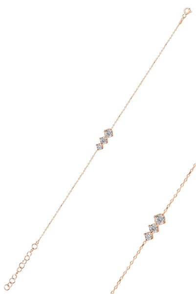 Söğütlü Silver Gümüş Rose Zirkon Taşlı Pırıltı Bileklik Sgtl11860rose