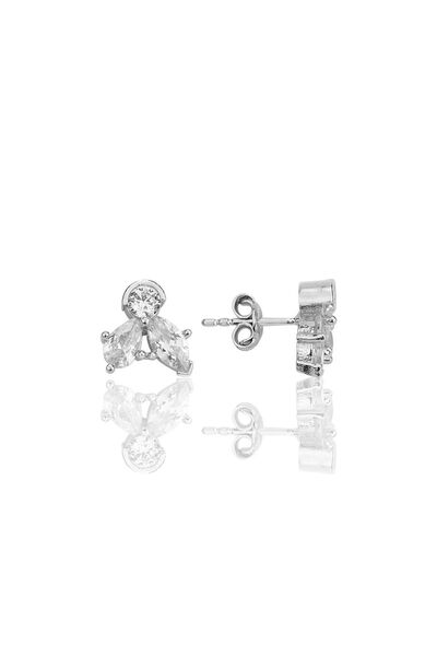 Söğütlü Silver Gümüş rodyumlu zirkon taşlı drop kesim begonvil küpe SGTL12344...