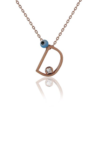 Söğütlü Silver Kadın "d" Harfli Nazar Boncuklu Gümüş Harf Kolye Sgtl4109