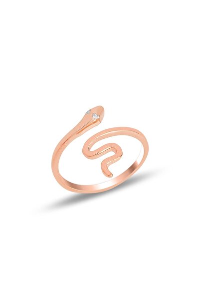 Söğütlü Silver Gümüş Rose Ayarlamalı Yılan Yüzük Sgtl11686rose