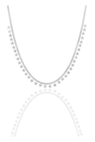 Söğütlü Silver Gümüş Rodyumlu Gurmet Zincirli Yıldız Kolye Sgtl10489rodaj