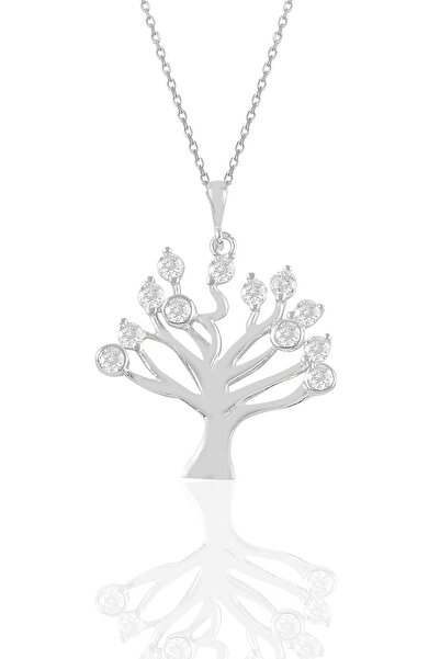 Söğütlü Silver Gümüş Rodyumlu Zirkon Taşlı Soy Ağacı Kolye Sgtl10905rodaj