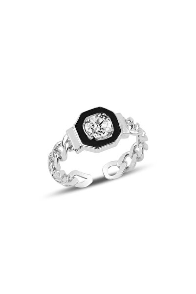 Söğütlü Silver Gümüş Ayarlamalı Zirkon Taşlı Mineli Zincir Modeli Yüzük Sgtl9...