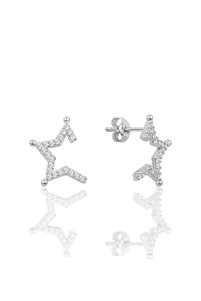 Söğütlü Silver Gümüş Yarım Yıldız Küpe Sgtl10050rodaj
