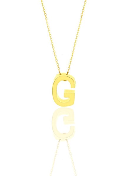 Söğütlü Silver Gümüş Altın Yaldızlı Üç Boyutlu Minimal G Harf Kolye Sgtl11180g