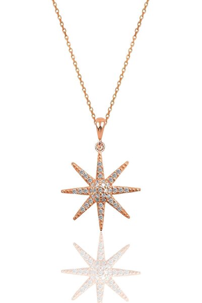 Söğütlü Silver Gümüş Rose Zirkon Taşlı Güneş Kolye Sgtl12099rose
