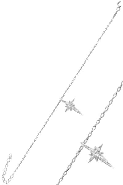 Söğütlü Silver Gümüş Rodyumlu Zirkon Taşlı Kutup Yıldızı Bileklik Sgtl11064rodaj
