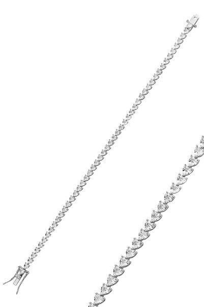 Söğütlü Silver Gümüş rodyumlu pırlanta montürlü kalp kesim zirkon taşlı birle...