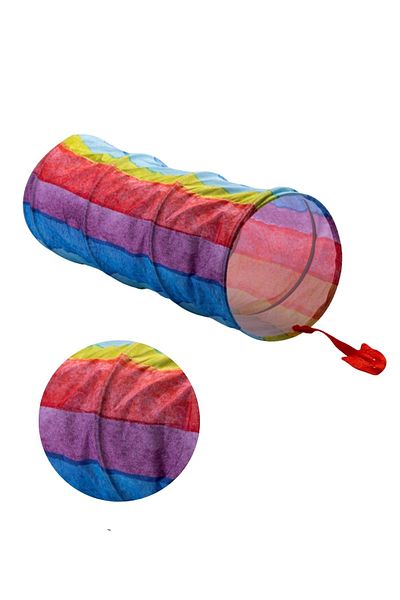 Miyav Rainbow Pattern Cat Play Tunnel Foldable Cat Tunnel Durable and Easy to Clean