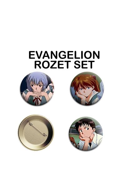 Akumastik Neon Genesis evangelion - shinji Asuka Rei Set de 3 bucăți de insigne 44MM - Insignă cu buton cu ac