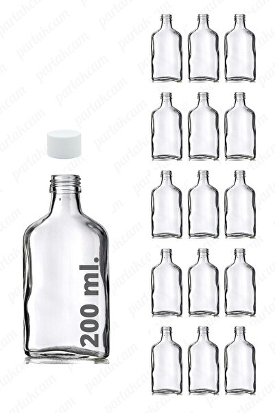 parlakcam زجاجة قهوة باردة سعة 200 مل مع غطاء أبيض مانع للتسرب، زجاجة مسطحة زجاجية مناسبة للأغذية السائلة (15 قطعة)