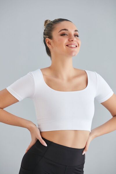 missmaral White Soft & Stretchy Body Blouse - Chest Collar, Body Wrap 5081