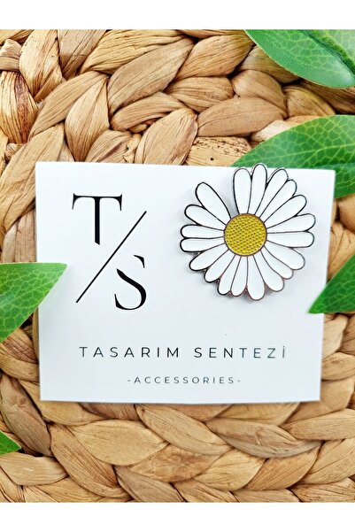 Badge Metal Brooch Collar School Bag Clothes Hat Jewelry Accessory Large Daisy Leaf Flower Rosette