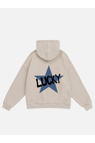 Mad&Calf Γυναικείο φούτερ Lucky Printed Hooded Fleece Oversize