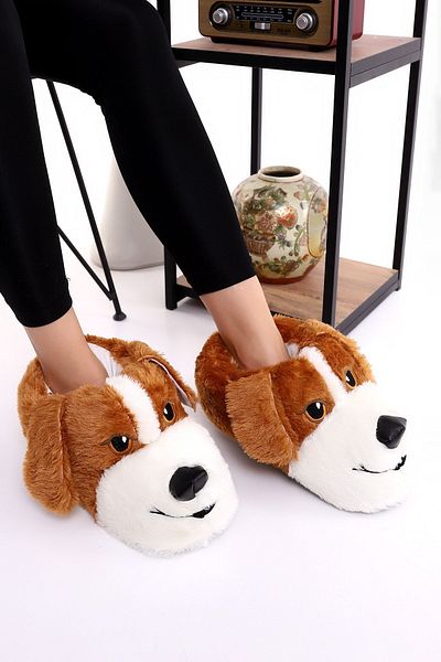 Wordex Зимни, мъжки, за жени, деца, домашни пантофи за кучета H10 Animal, тихи, за под