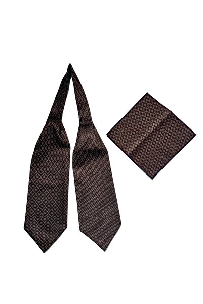 TMFASHİON Geometric Patterned Men's Ascot - Neck Lace, Pocket Handkerchief Set