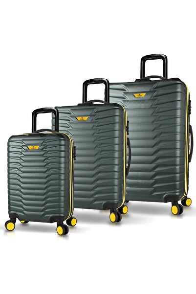 My Valice Croc Abs Kabin Orta Ve Büyük Boy Haki 3'lü Valiz Seti