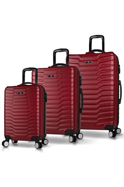 My Valice Croc Abs Kabin Orta Ve Büyük Boy Bordo 3'lü Valiz Seti