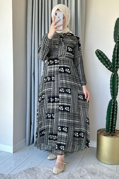 ModaAycan Ma157 - Black Chiffon Lined Dress