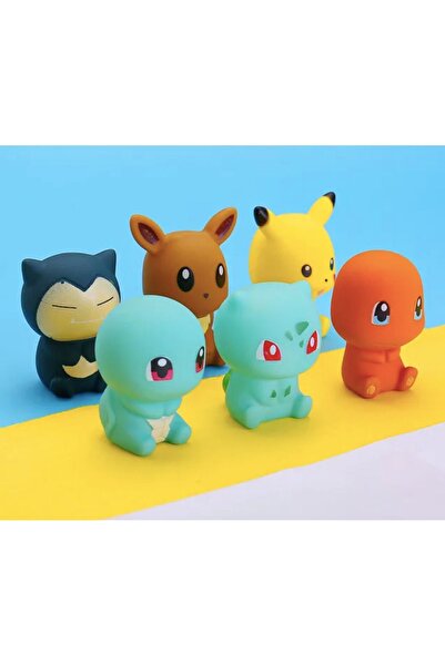 Pokemon 6'lı Pokemon Plastik Oyuncak (Pikachu, Bulbasaur, Charmander, Squirtle, Eevee, Snorlax )