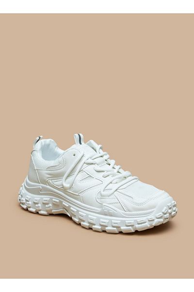 LBL by Shoexpress Textured Low Ankle Sneakers with Lace-Up Closure