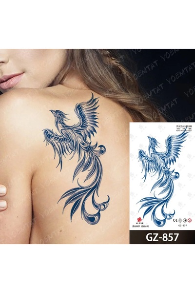 Tattoo 1 Ay Kalıcı Gerçekçi Anka Kuşu 12 Saat Sonra Kararan Geçici Dövme Tattoo