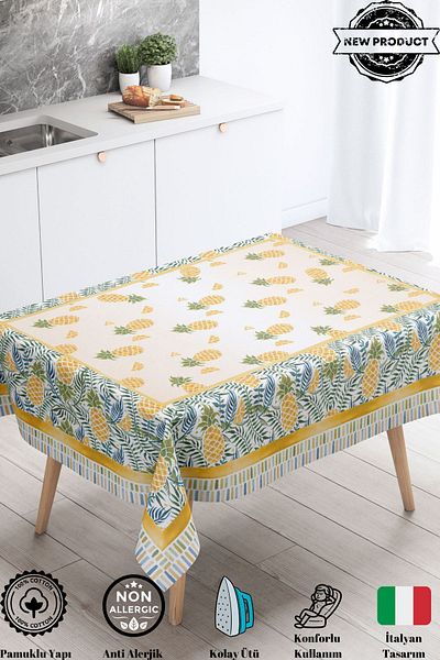 Podiumtex Față de masă din Gabardină cu Motiv Ananas - Rezistent la pete după spălare