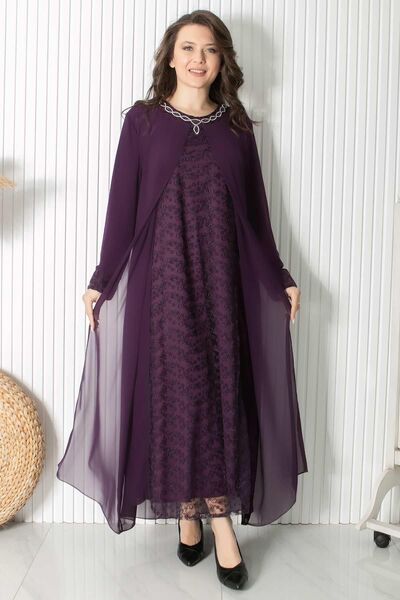 SUBU TASARIM Βραδινό φόρεμα με λεπτομέρεια από κολιέ από δαμάσκηνο - TBS2418