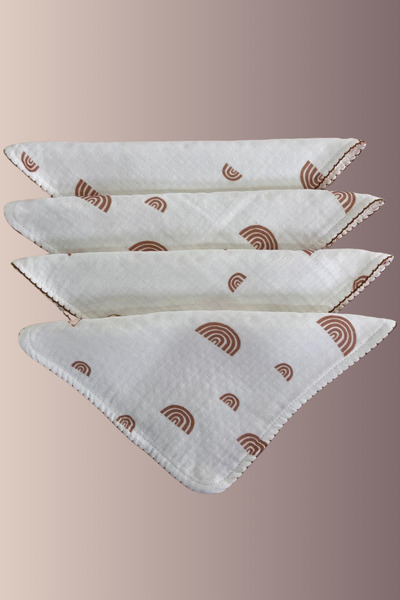 Kirazkids Set of 4 Rainbow Printed 100% Cotton Muslin Mouth Wipes 4 Layers