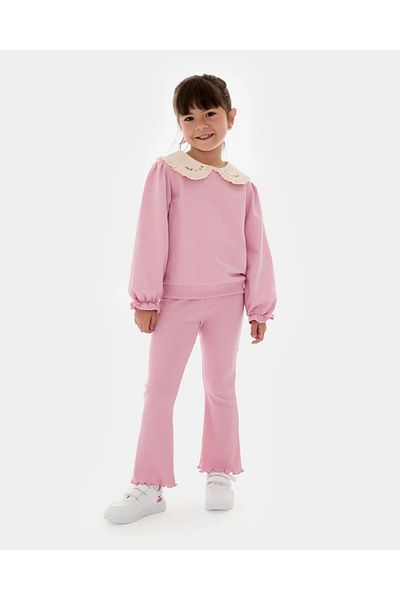 azecekids Floral Patterned Baby Collar Suit Set for Girl