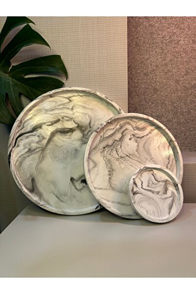 Miya Art Studio Σετ 3 Διακοσμητικών Οργανωτών από Μπετόν με Μαρμάρινο Σχέδιο ...