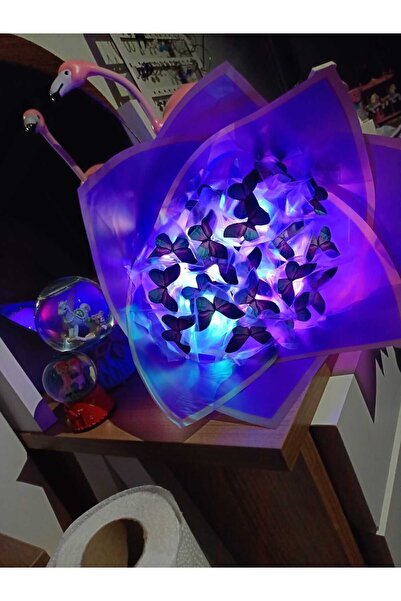 Redblue mavi mor kelebek buketi