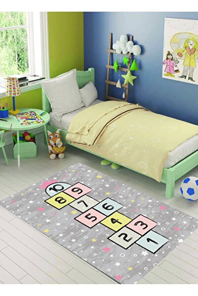 GNL HOME Seksek Desenli Dijital Baskı Yıkanabilir Çocuk Halısı